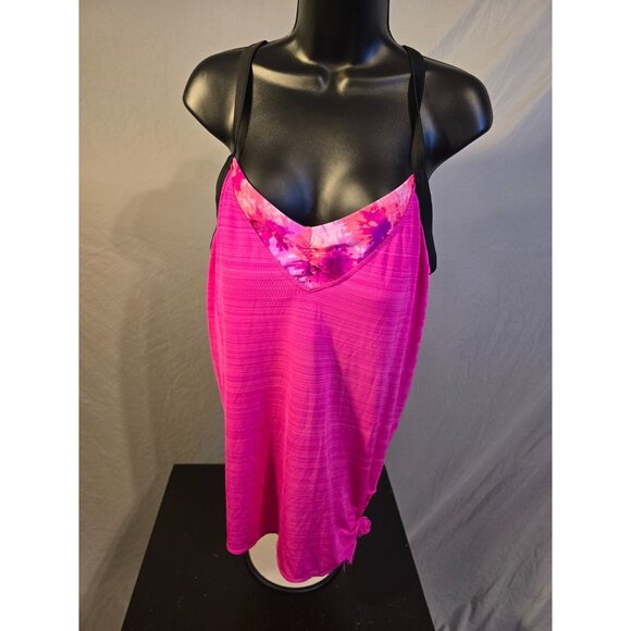 ZeroXposur Womens Hot Pink Built in Bra Tank Top Plus Size XXL 2X workout Shirt - Picture 1 of 3